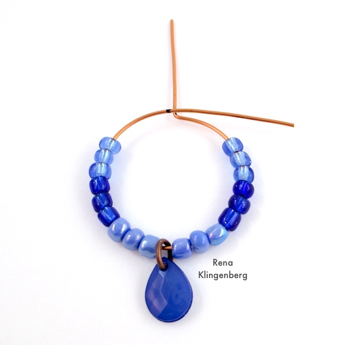 Colorful Hoop Earrings Tutorial by Rena Klingenberg - making the wire loop