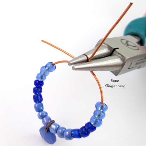 Colorful Hoop Earrings Tutorial by Rena Klingenberg - making the wire loop