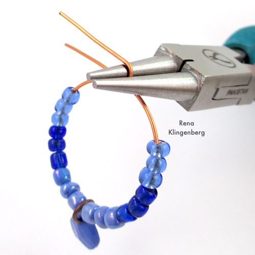 Colorful Hoop Earrings Tutorial by Rena Klingenberg - making the wire loop