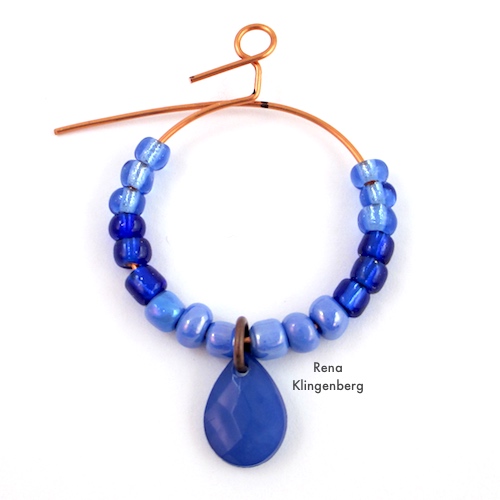 Colorful Hoop Earrings Tutorial by Rena Klingenberg - making the wire loop