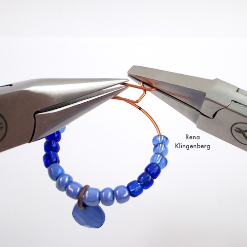 Colorful Hoop Earrings Tutorial by Rena Klingenberg - making the wire wrapped loop