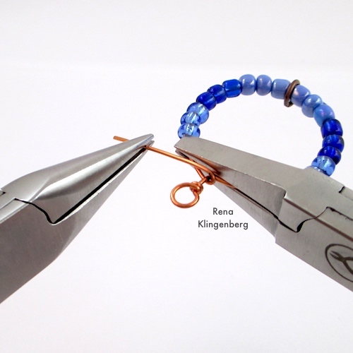 Colorful Hoop Earrings Tutorial by Rena Klingenberg - final wire wrapping