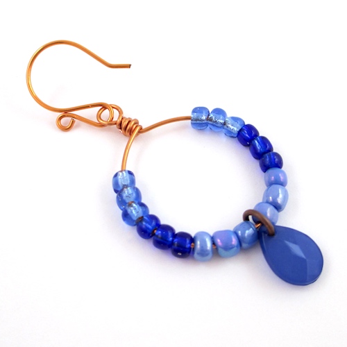 Colorful Hoop Earrings Tutorial by Rena Klingenberg - finished earring