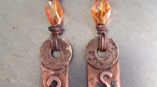 Hammered Copper Tube Earrings from Recycled Refrigerator Tube, by Carol Wofford - featured on Jewelry Making Journal