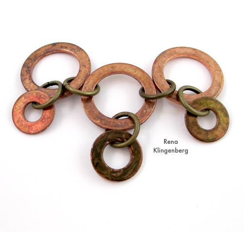 Rugged Hardware Necklace Tutorial by Rena Klingenberg - creating the bib