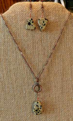 Autumn Daze Collection - Asymetrical Jasper Copper Earrings Jasper Copper Necklace, by Chris Rehkop