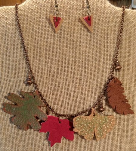 Autumn Daze Jewelry Collection, by Chris Rehkop - Leather 4 Leaf Necklace Copper Accents