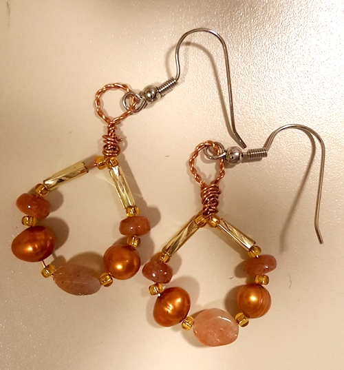 Solar Eclipse Earrings Sunstones and Pearls Jewelry Making Journal