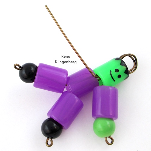 Frankenstein Necklace - Halloween Jewelry Tutorial by Rena Klingenberg - putting Frankenstein together