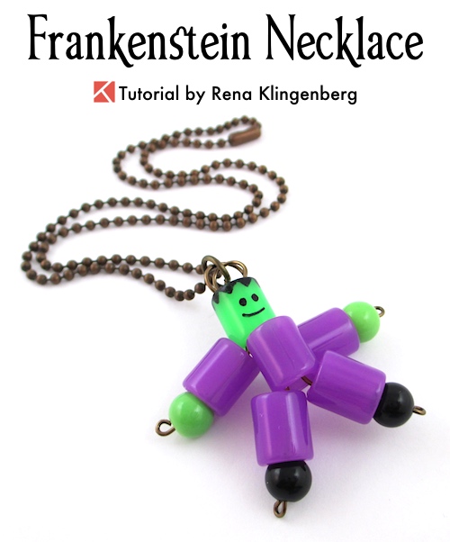 Frankenstein Necklace - Halloween Jewelry Tutorial by Rena Klingenberg