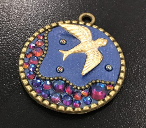 Bird crystal clay pendant by Janine Gerade - featured on Jewelry Making Journal