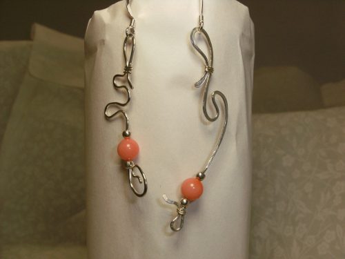 Asymmetric Coral and Sterling Earrings by Lyone Fein  - featured on Jewelry Making Journal