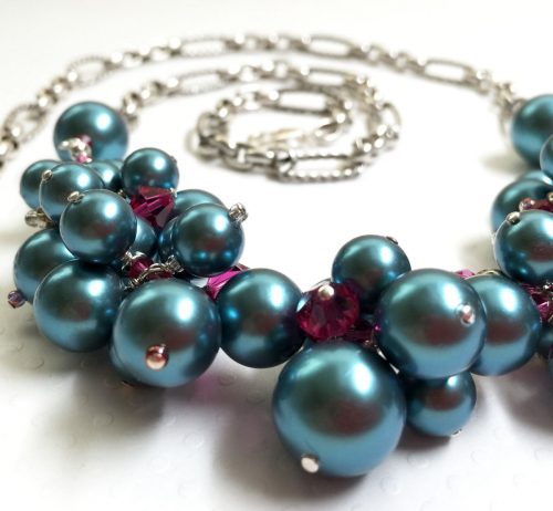 Pearl Cluster Necklace by Andrea Isom  - featured on Jewelry Making Journal