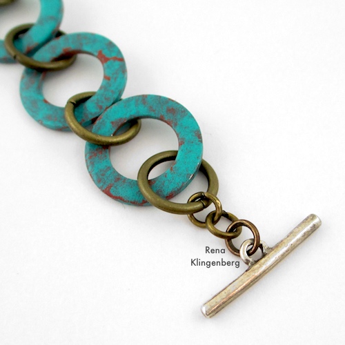 Attaching Clasp to Patina Hardware Bracelet Tutorial by Rena Klingenberg