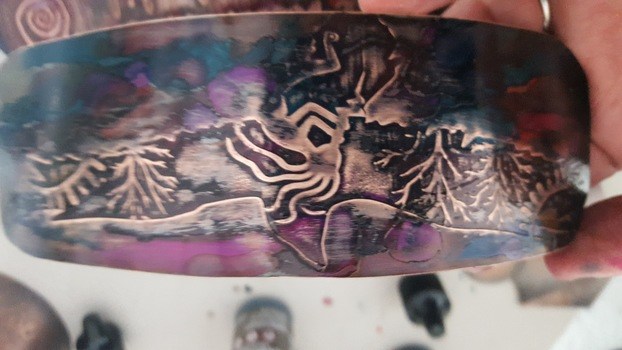 My Crow Speaks - Etched Metal Design by Marci Gillett - featured on Jewelry Making Journal