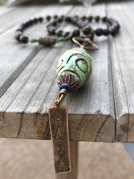 Carved Green Turquoise Necklace by Denise Bellinger - featured on Jewelry Making Journal