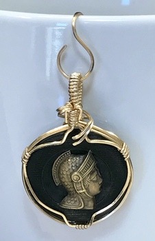 Vintage Wire Wrapped Escutcheon Button by Frances Perdew - featured on Jewelry Making Journal