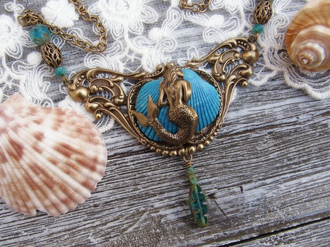 Mermaid Cove Art Nouveau Necklace by Melissa McNair - featured on Jewelry Making Journal