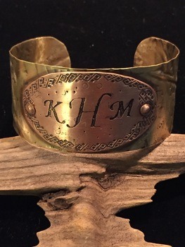 Monogrammed Copper & Brass Cuff by Nita Bourne - featured on Jewelry Making Journal